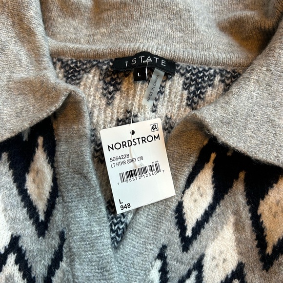 1 State V Neck Fair Aisle Sweater Size L - Picture 7 of 8